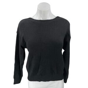 NEW Feelhoo Black White Bow Tie Back Long Sleeve Pullover Sweater Top One Size